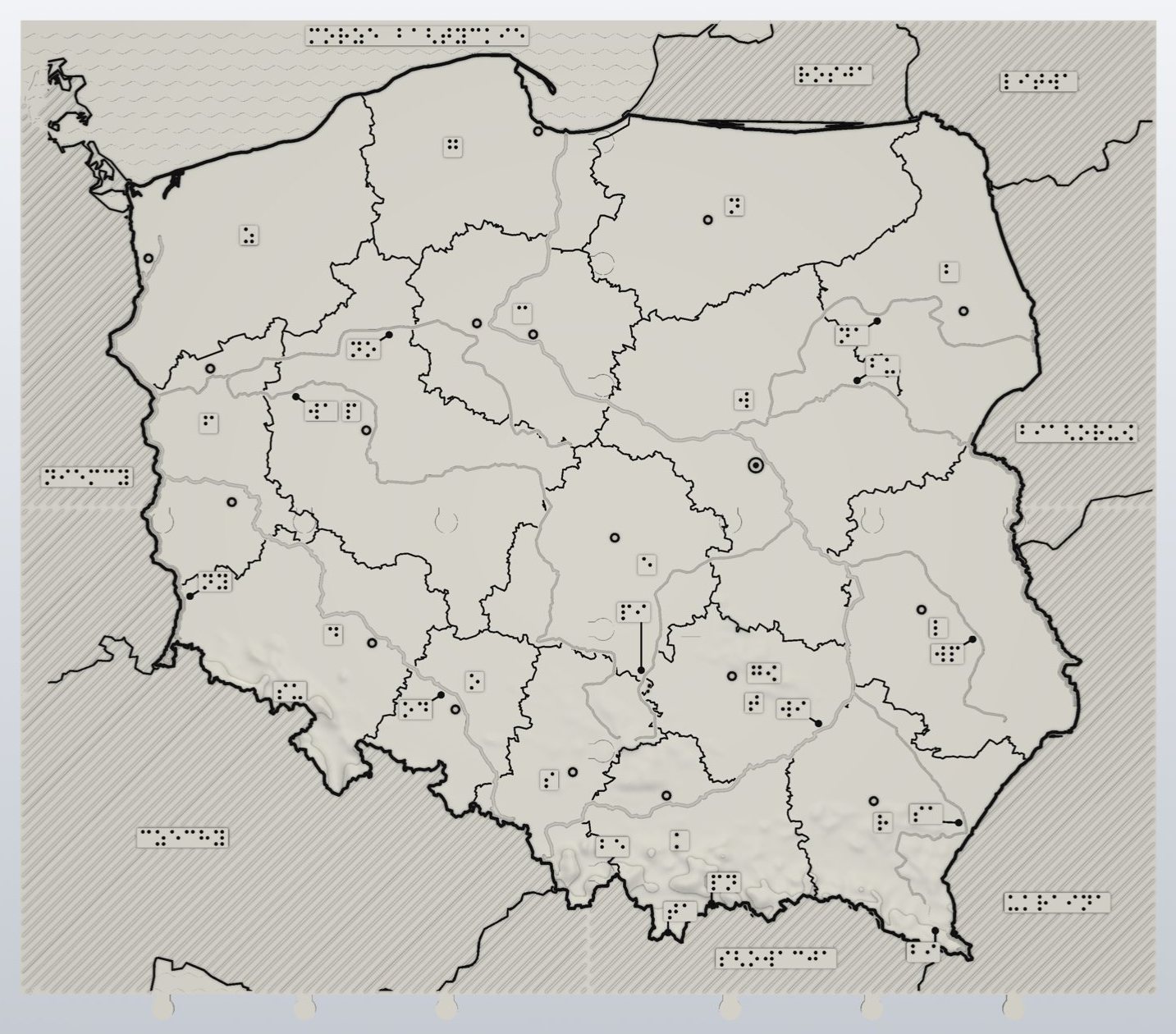Ta sama mapa w wariancie z rzekami i górami.